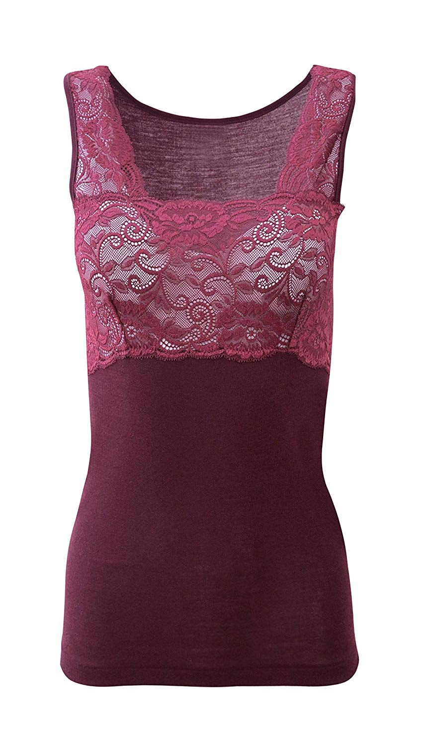tittimitti Mare Luxury Merino Wool Blend Women's Lace -Trimmed Tank Top (S - XXL). Proudly Made in Italy. — detail close-up