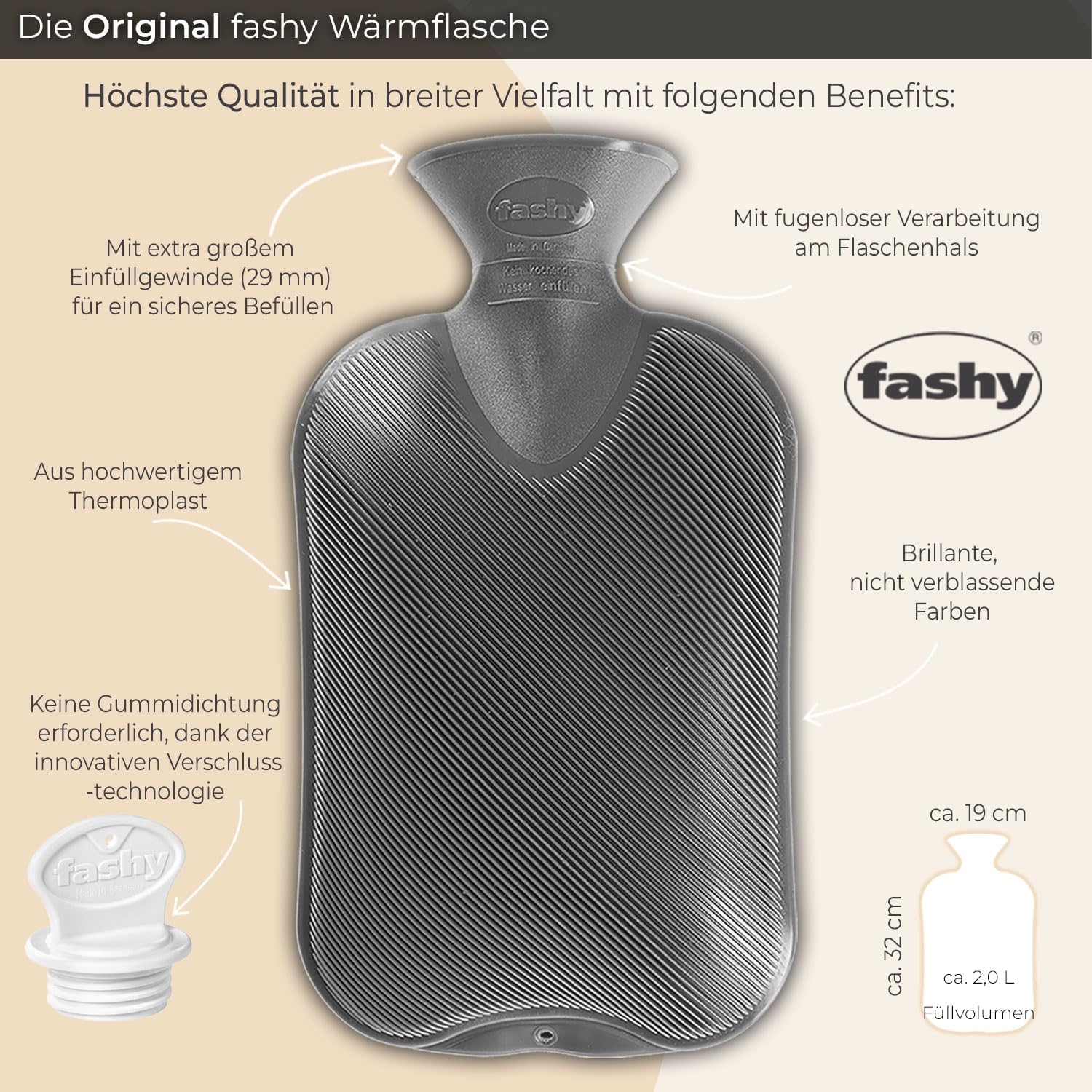 Fashy Hot Water Bottle Red - 2 Liter Capacity | Certified Quality