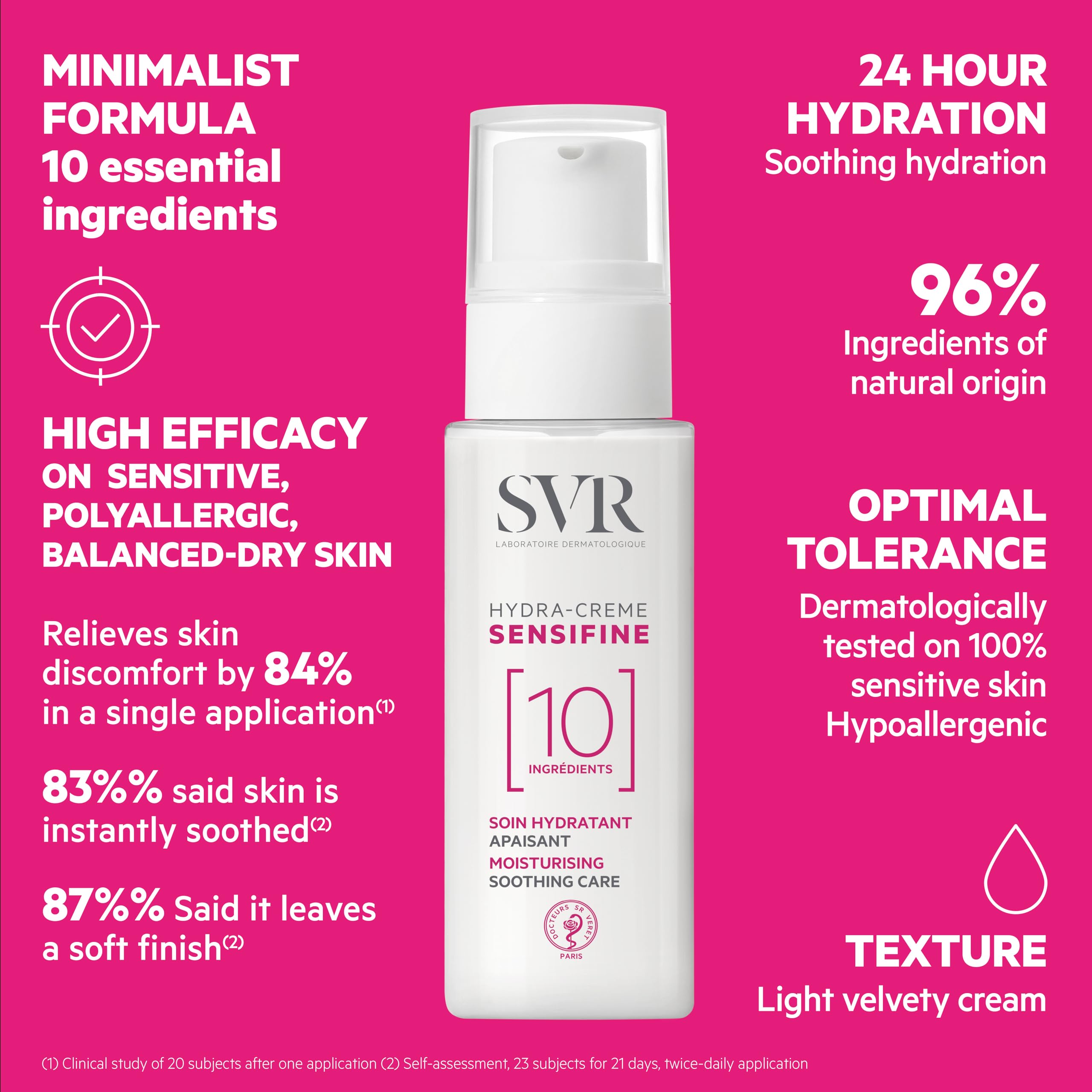 SVR Sensifine Hydra Moisturizing Cream for Dry & Sensitive Skin - Natural Skincare, Hydrating & Nourishing Cream, 1.35 fl oz