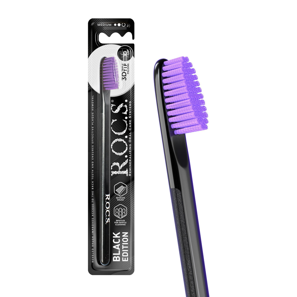 R.O.C.S. Black Edition Toothbrush - Elegant Design | Medium Hardness