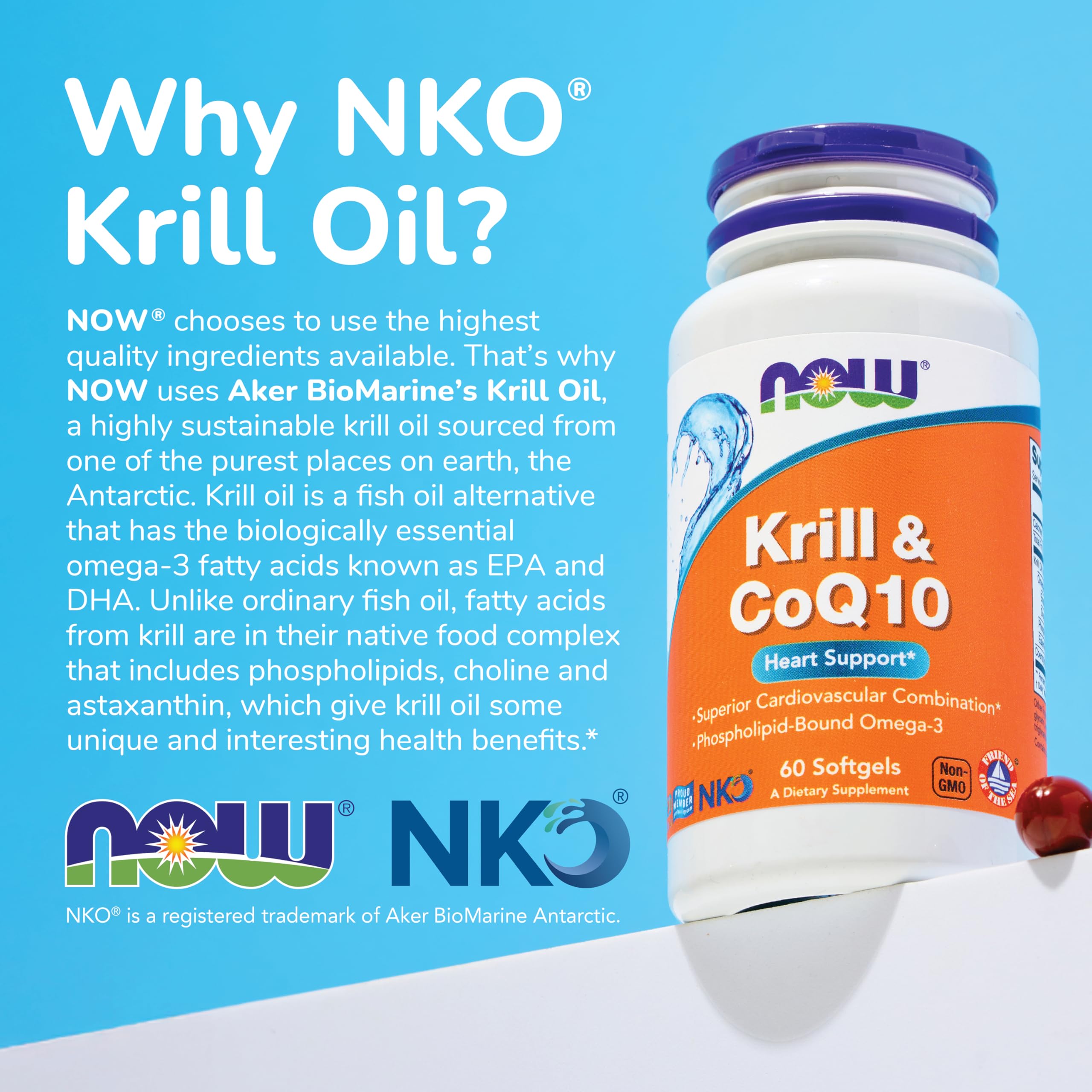 NOW Red Krill Oil 500mg Supplement - Omega-3 EPA & DHA Dietary - 30 Capsules