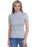 BASIC COTTON Free Spirit Premium Quality Cotton Women's Turtleneck Short Sleeve Shirt Made in Italy (676) — view 2