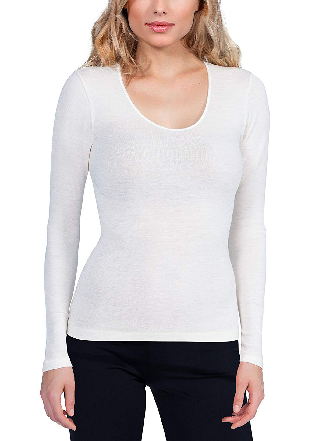 tittimitti EGi Luxury Merino Wool Silk Women's Long Sleeve T-Shirt. Proudly Made in Italy (143) — in-use photo