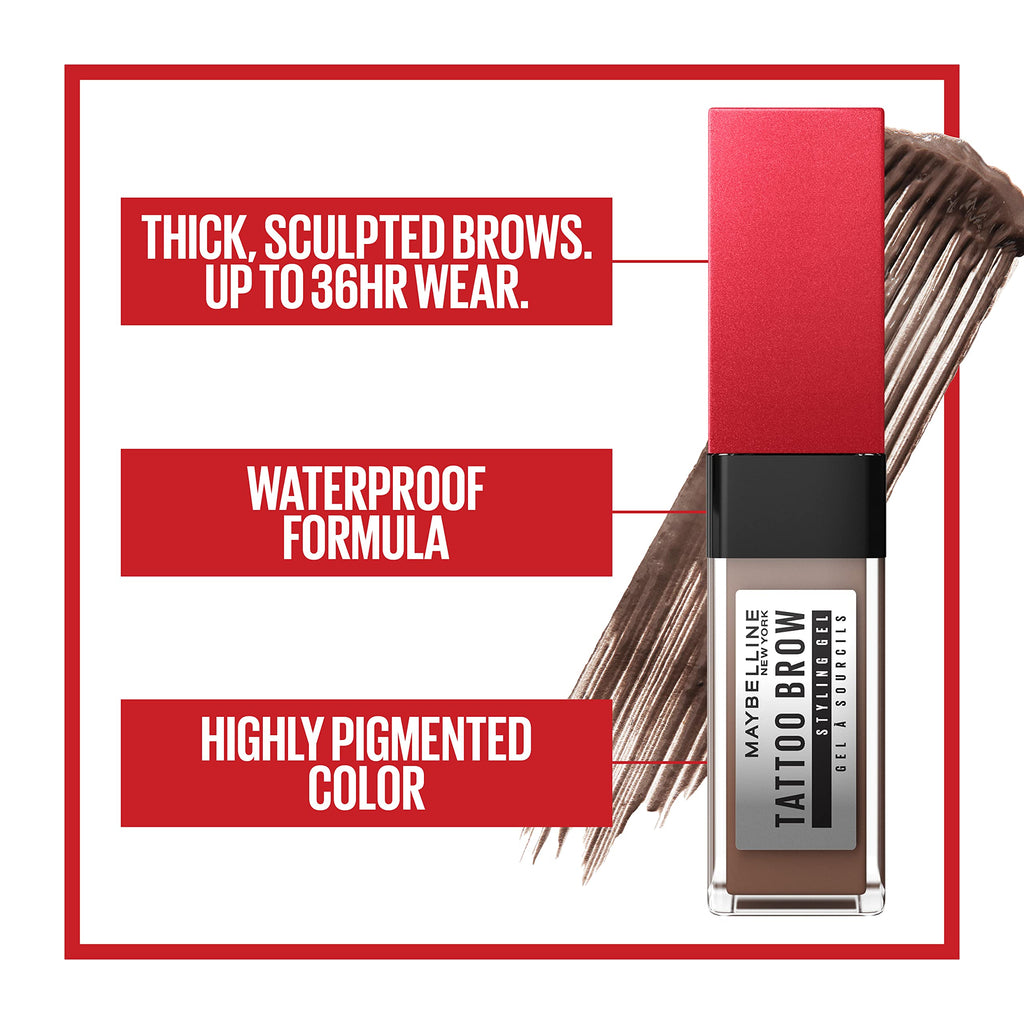 Maybelline Long-Lasting Tattoo Brow Gel 250 - Waterproof, Vegan Eyebrow Makeup