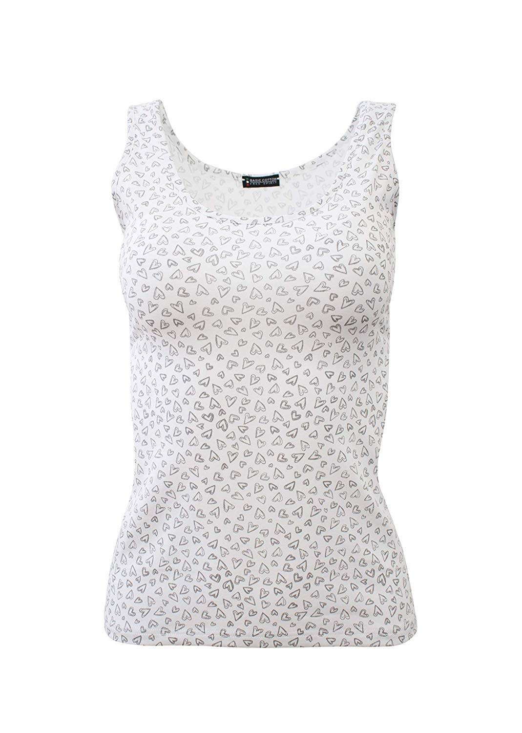tittimitti BASIC COTTON Free Spirit Premium Quality Cotton Women's Print Tank Top. Proudly Made in Italy. — detail close-up