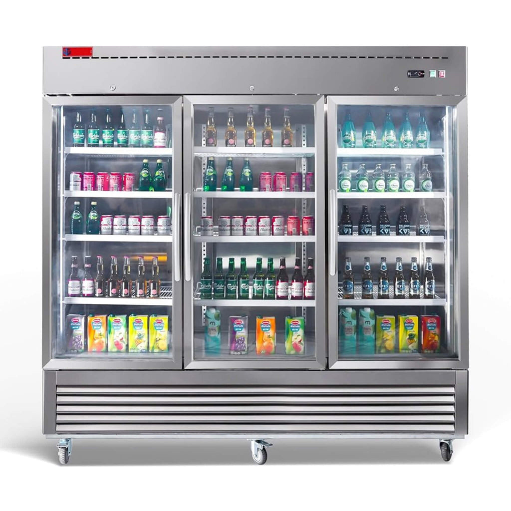 82-Inch Commercial Stainless Steel Upright Display 3 Section Merchandiser Refrigerator (SAK15724) – SAKSBY WHOLESALE