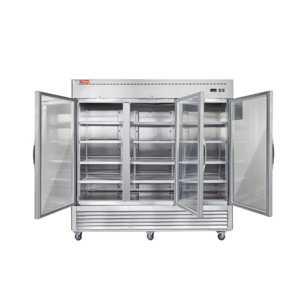 82-Inch Commercial Stainless Steel Upright Display 3 Section Merchandiser Refrigerator (SAK15724) – SAKSBY WHOLESALE, view 3