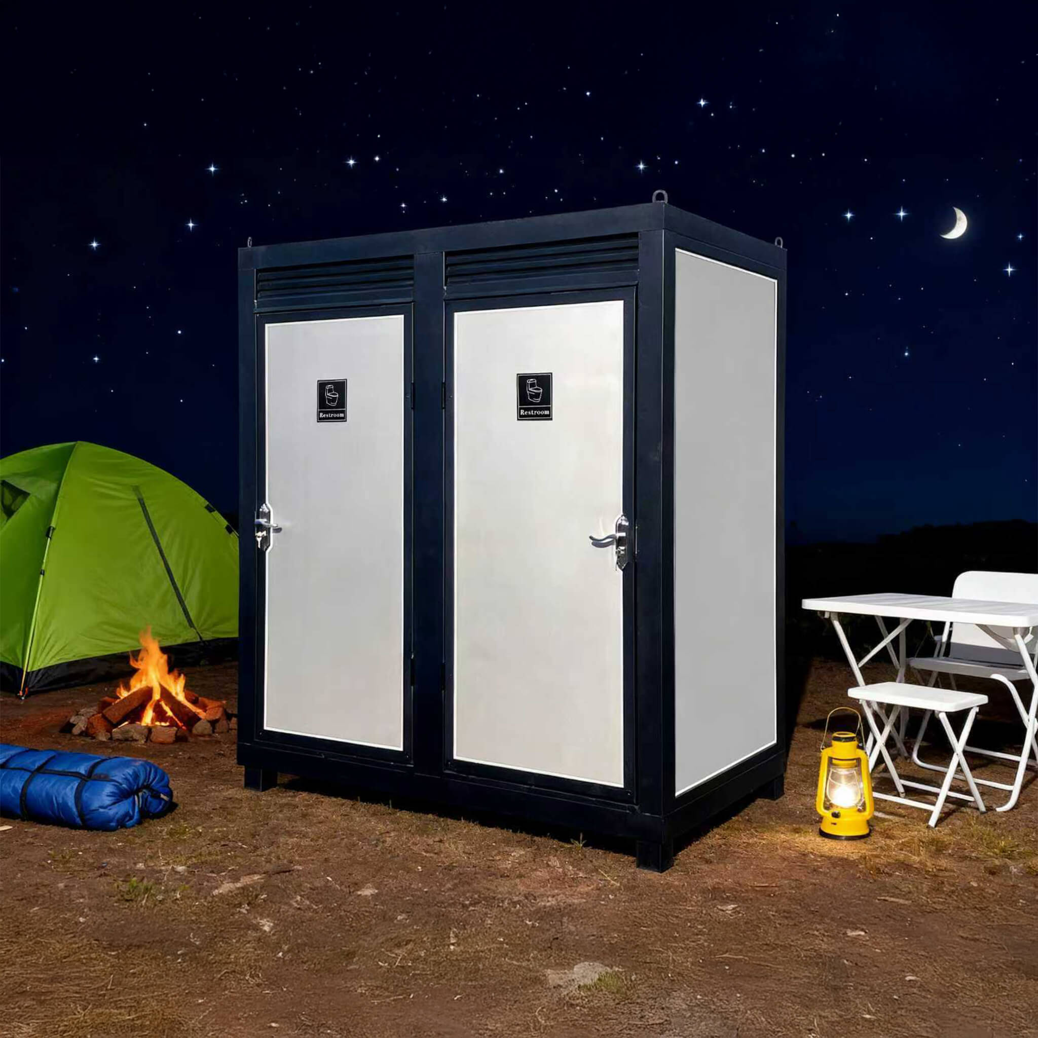 82-Inch Two-Person Portable Outdoor Toilet Cabin With Light, Sink And Fan (SAK50123) – SAKSBY WHOLESALE, view 10