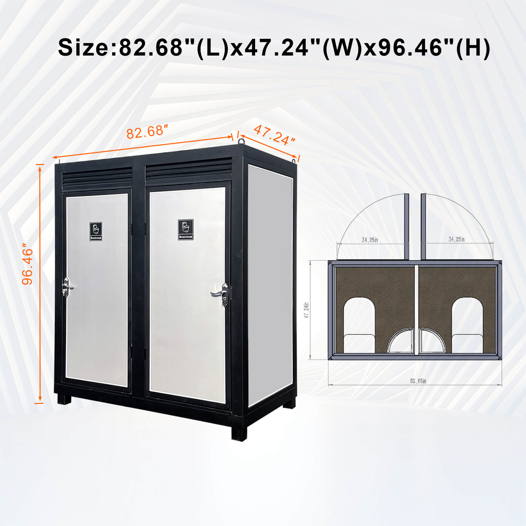 82-Inch Two-Person Portable Outdoor Toilet Cabin With Light, Sink And Fan (SAK50123) – SAKSBY WHOLESALE, view 11