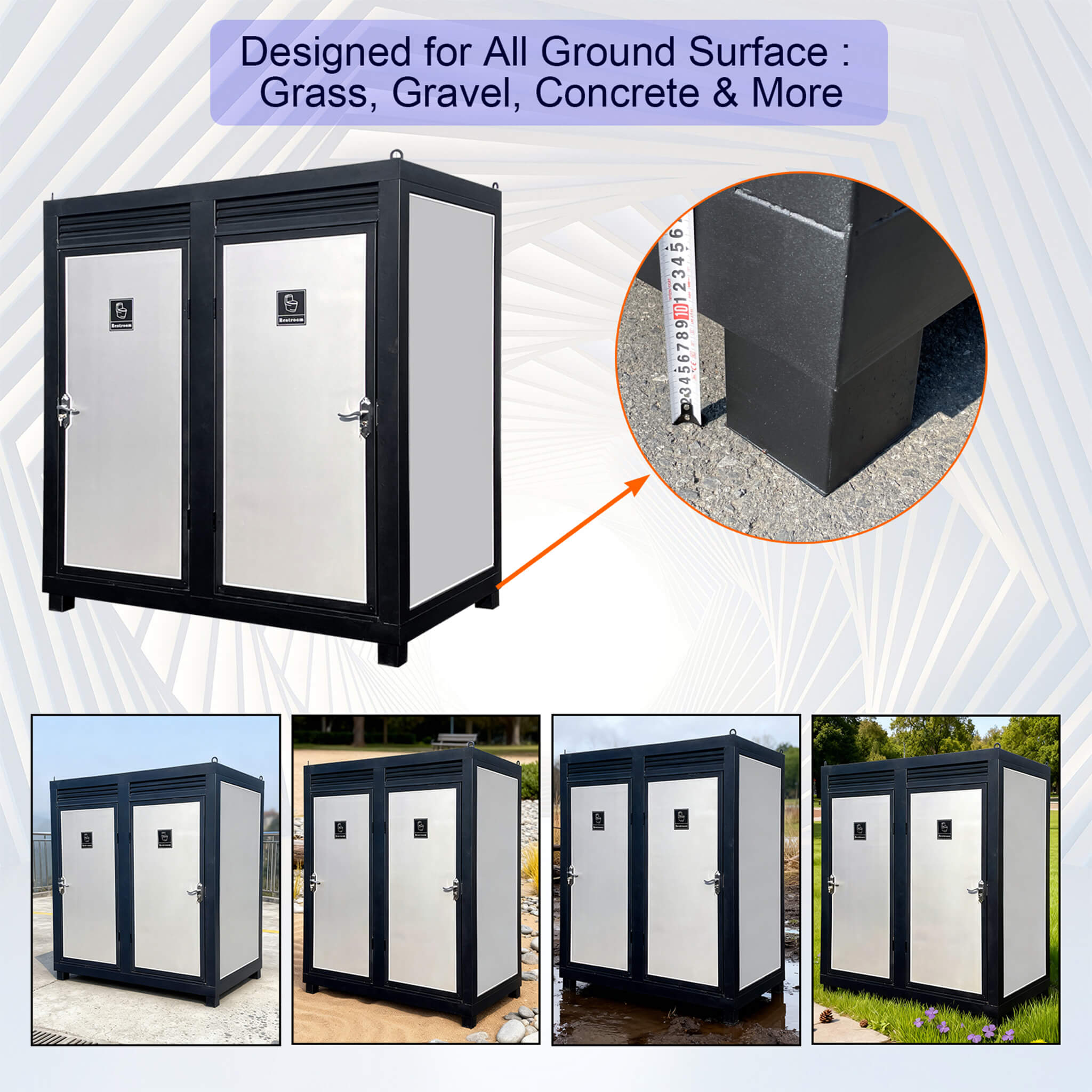 82-Inch Two-Person Portable Outdoor Toilet Cabin With Light, Sink And Fan (SAK50123) – SAKSBY WHOLESALE, view 8
