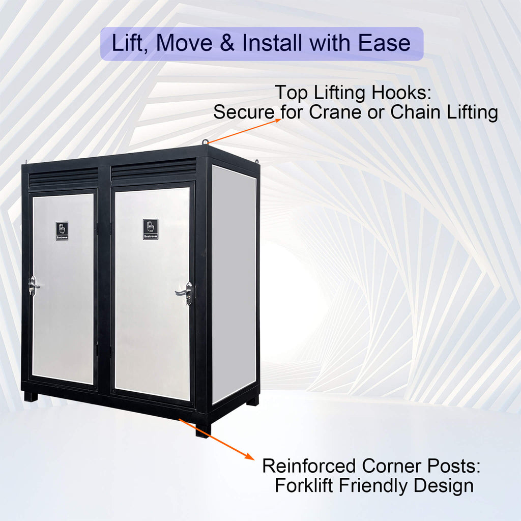 82-Inch Two-Person Portable Outdoor Toilet Cabin With Light, Sink And Fan (SAK50123) – SAKSBY WHOLESALE, view 4