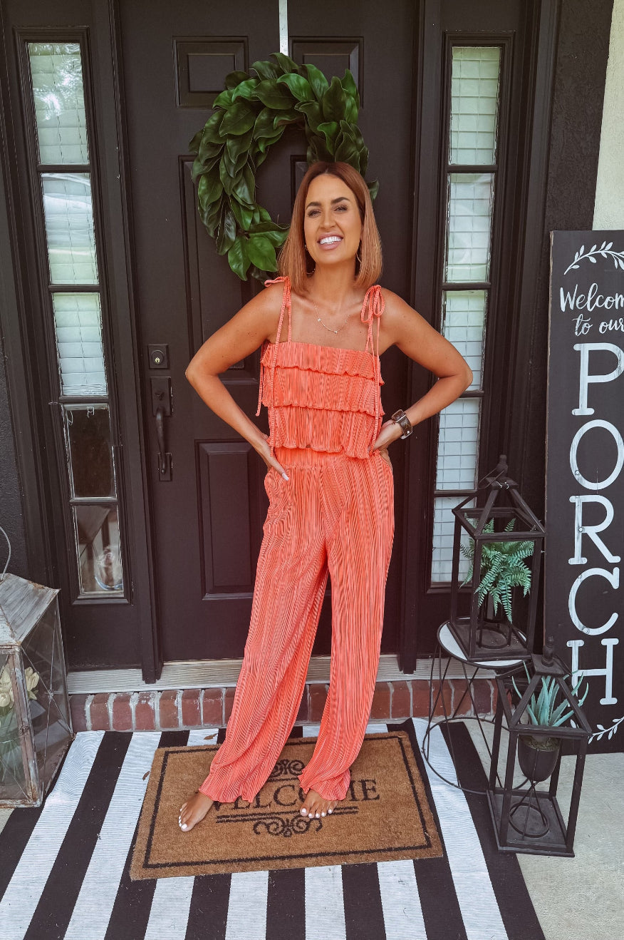 Pretty Little Patriot Pretty Little Patriot Coral Orange Ruffle Set — product category context