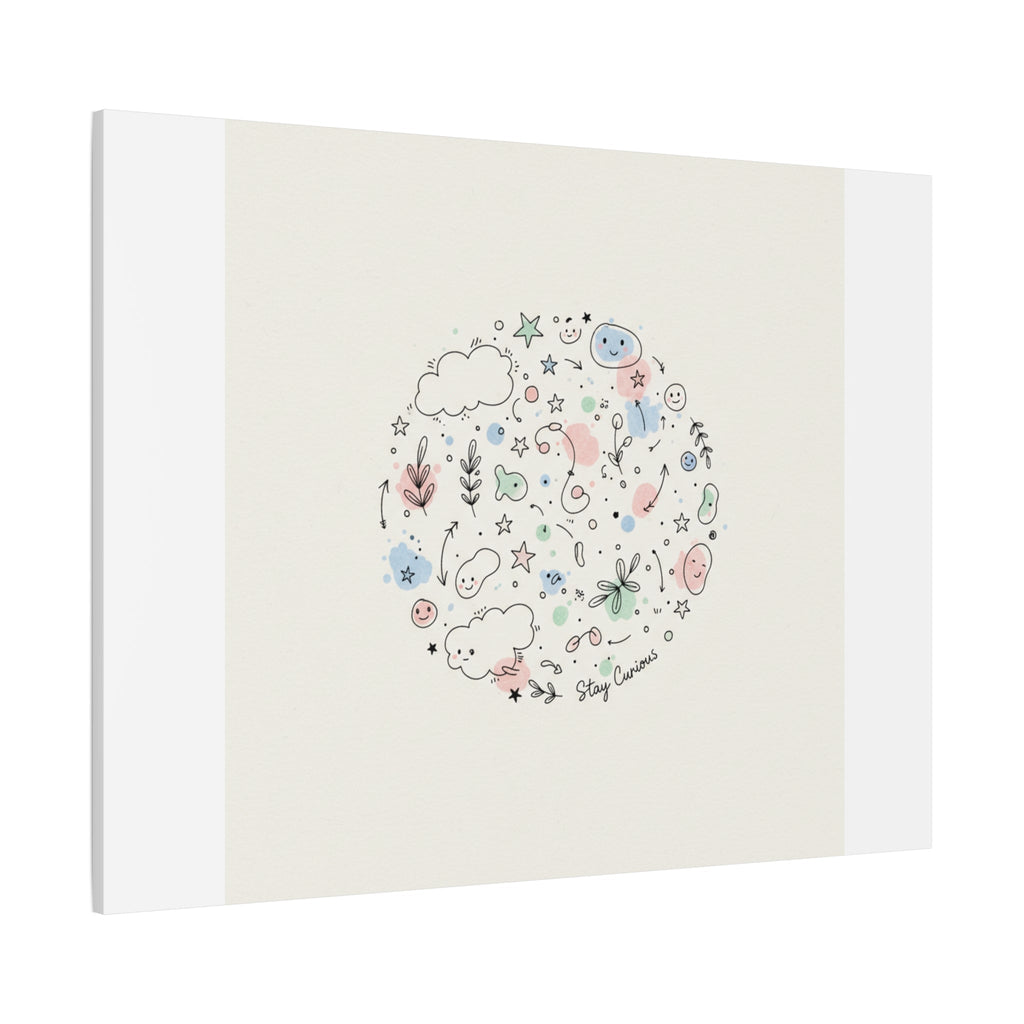 Doodle Circle Line Drawing Matte Canvas, Hand-Drawn Sketch Art