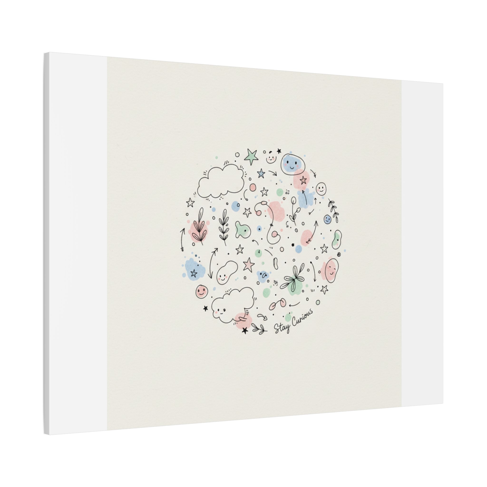 Doodle Circle Line Drawing Matte Canvas, Hand-Drawn Sketch Art