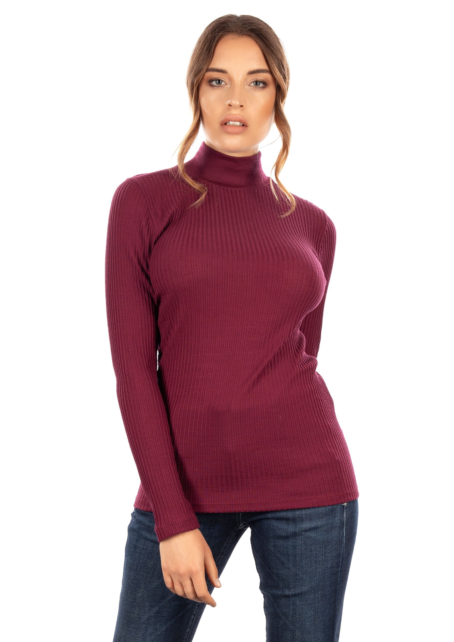 tittimitti EGI Exclusive Collections Merino Wool Blend Mock Neck Top with Long Sleeves. Proudly Made in Italy. — main product