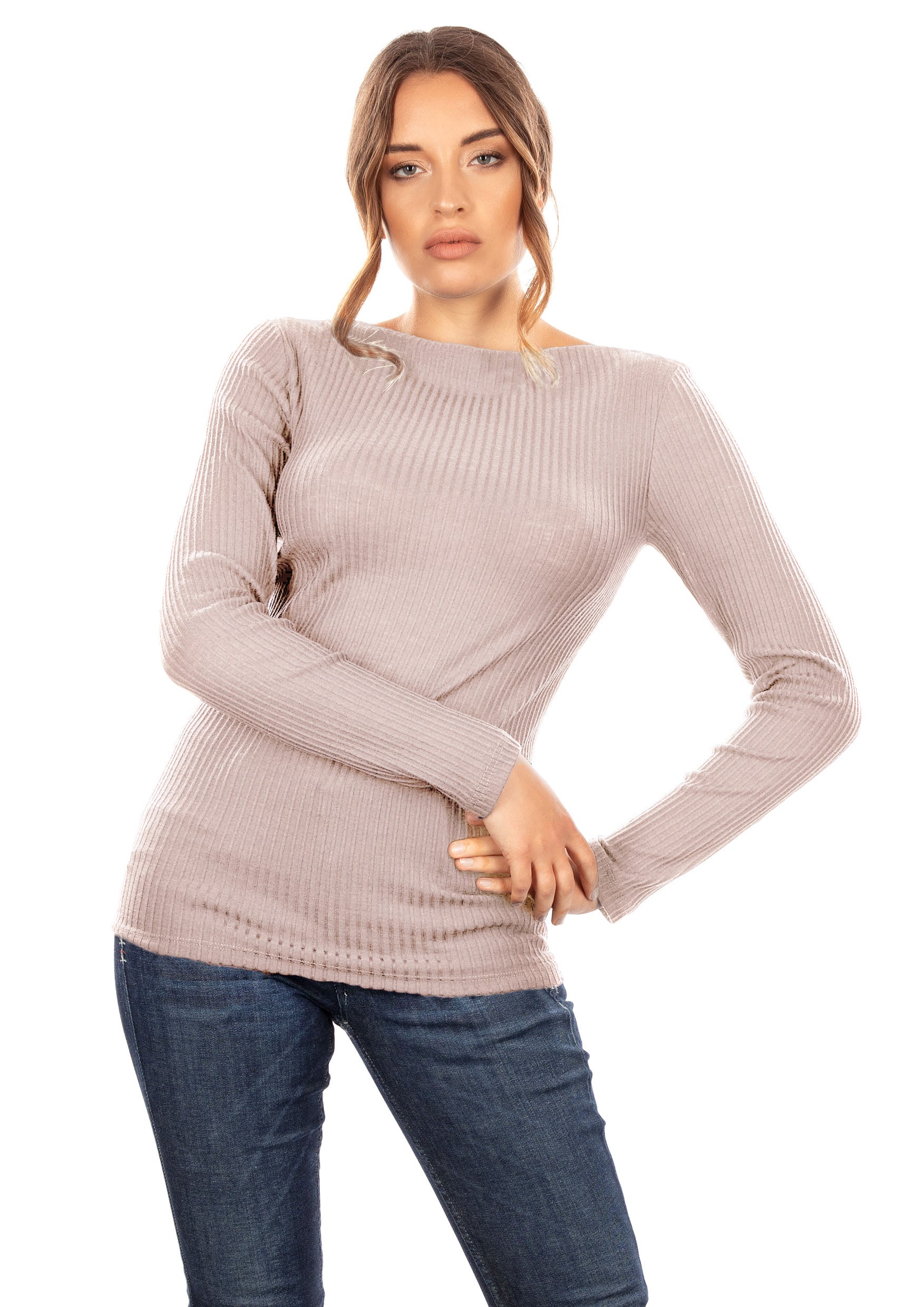 tittimitti EGI Exclusive Collections Merino Wool Blend Boat Neck Top with Long Sleeves. Proudly Made in Italy (8248) — lifest