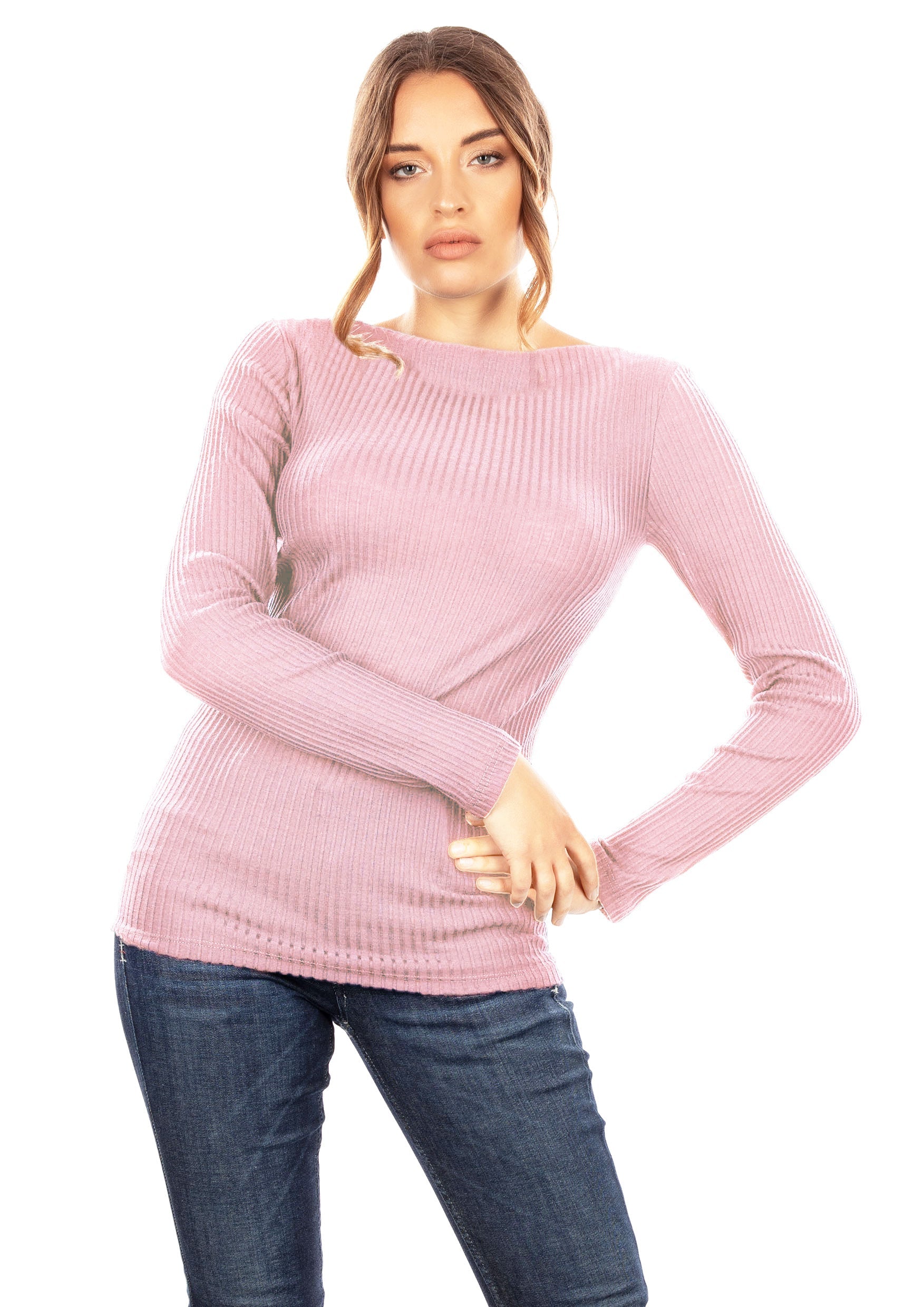 tittimitti EGI Exclusive Collections Merino Wool Blend Boat Neck Top with Long Sleeves. Proudly Made in Italy (8248) — side v