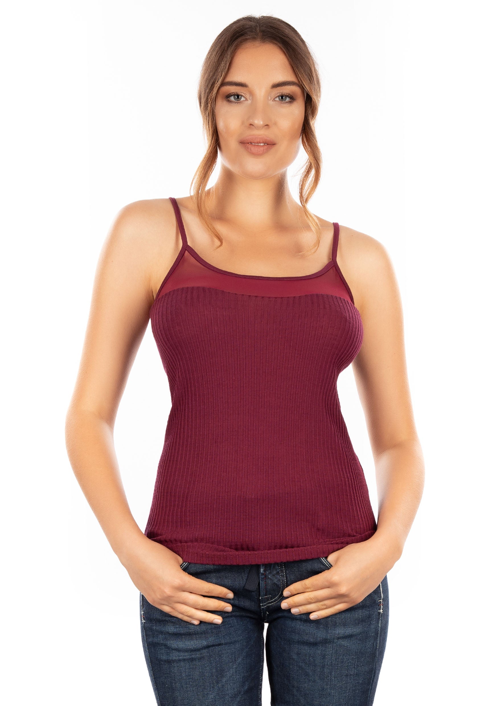 tittimitti EGI Exclusive Collections Merino Wool Blend Sleeveless Cami with Tulle Trim. Proudly Made in Italy.(8258) — main p