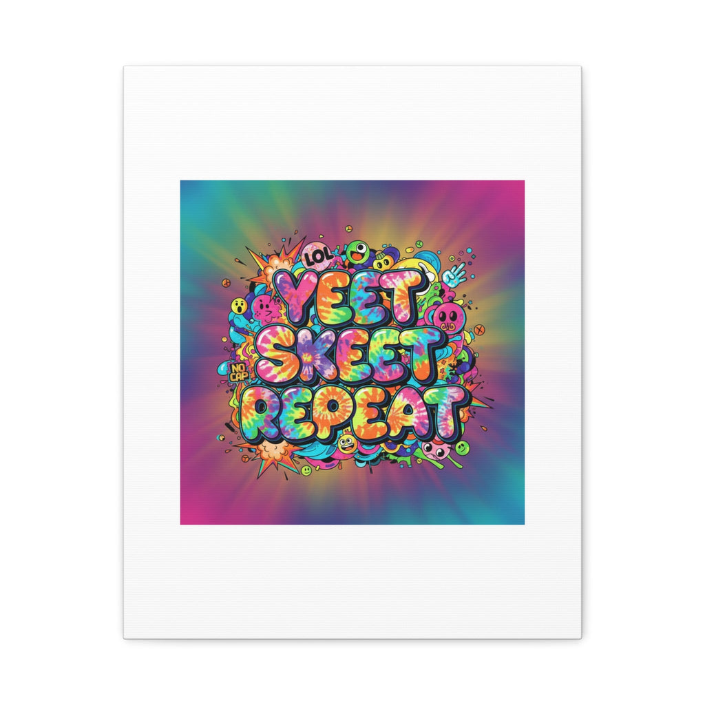 Yeet Skeet Repeat Canvas | Slogan & Glitch Graphic, Meme Phrase Wall Art