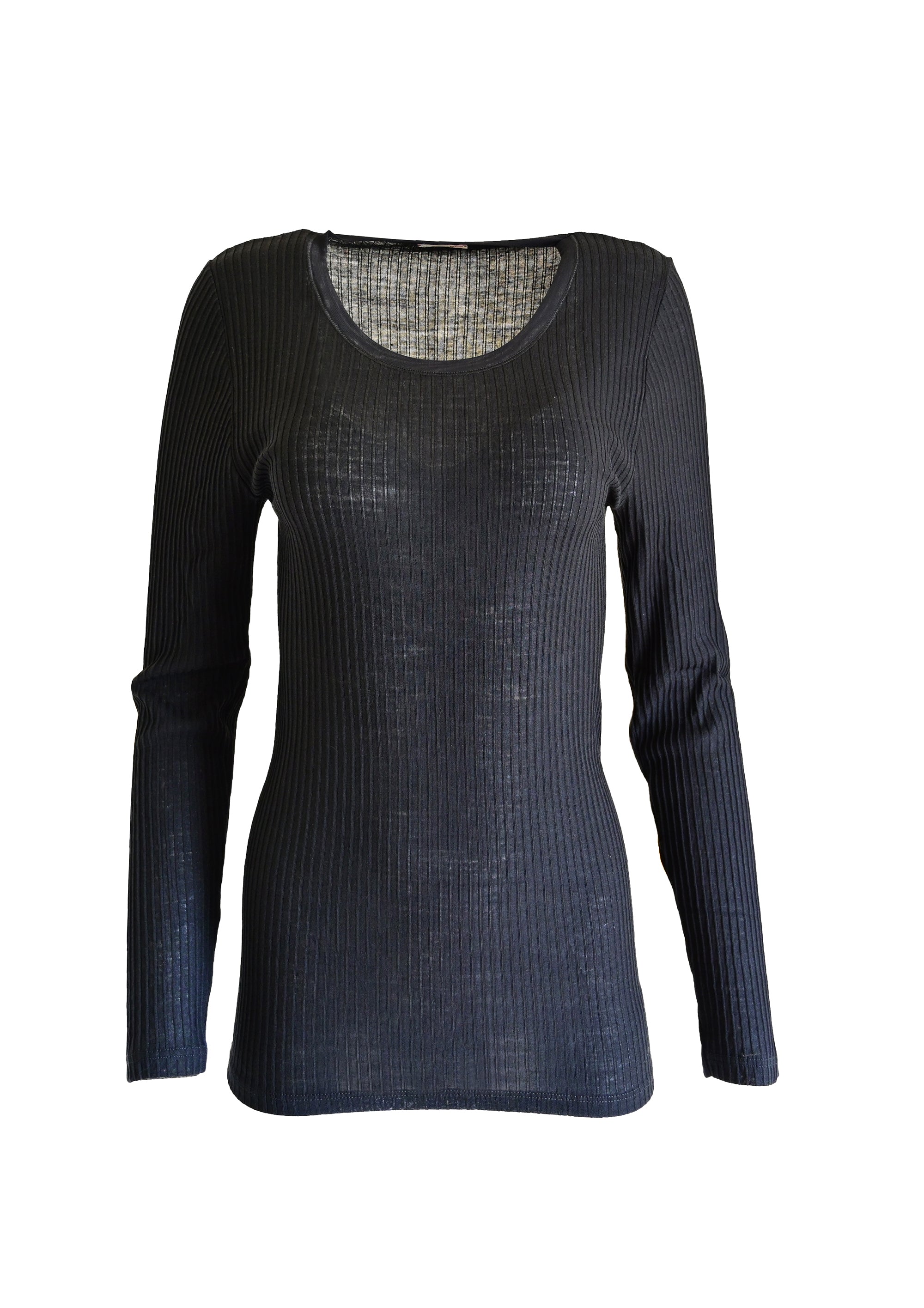 tittimitti EGI Exclusive Collections Merino Wool Blend Tulle Trim Top with Long Sleeves. Proudly Made in Italy. — back view