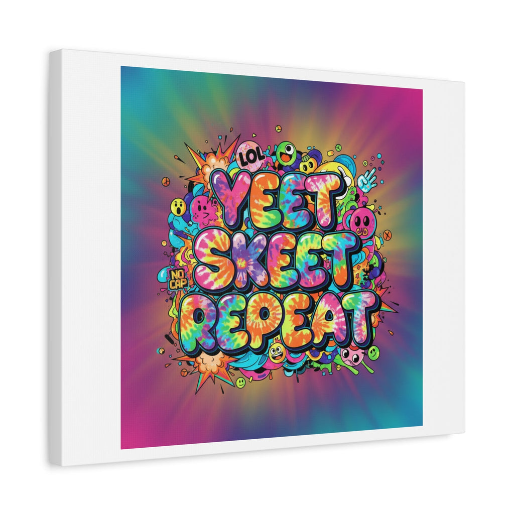 Yeet Skeet Repeat Canvas | Slogan & Glitch Graphic, Meme Phrase Wall Art