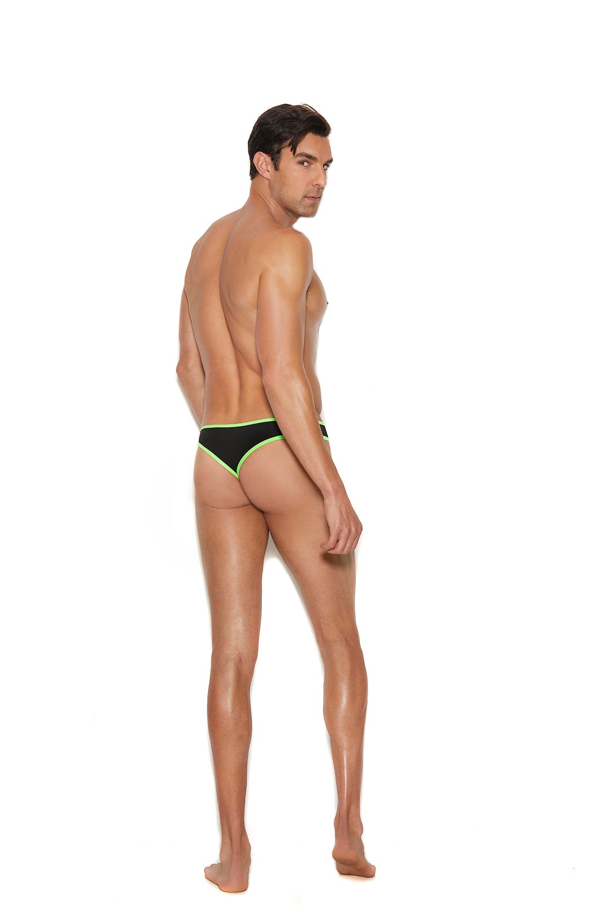 Love Spark Cove | Intimate Apparel, Pleasure Shop & Free Shipping Men's Thong With Neon Green Trim — detail close-up