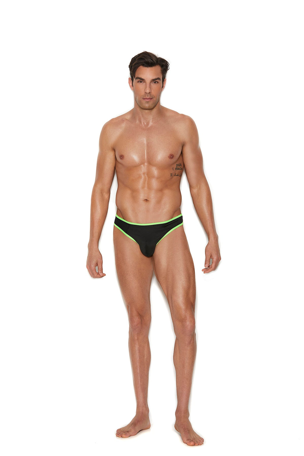 Love Spark Cove | Intimate Apparel, Pleasure Shop & Free Shipping Men's Thong With Neon Green Trim — main product shot