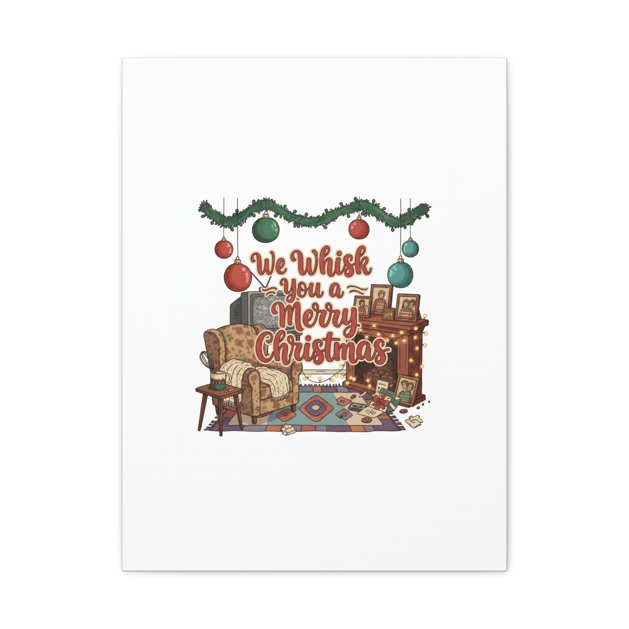 We Whisk You a Merry Christmas Canvas | Retro Christmas Decor, Vintage Holiday Print