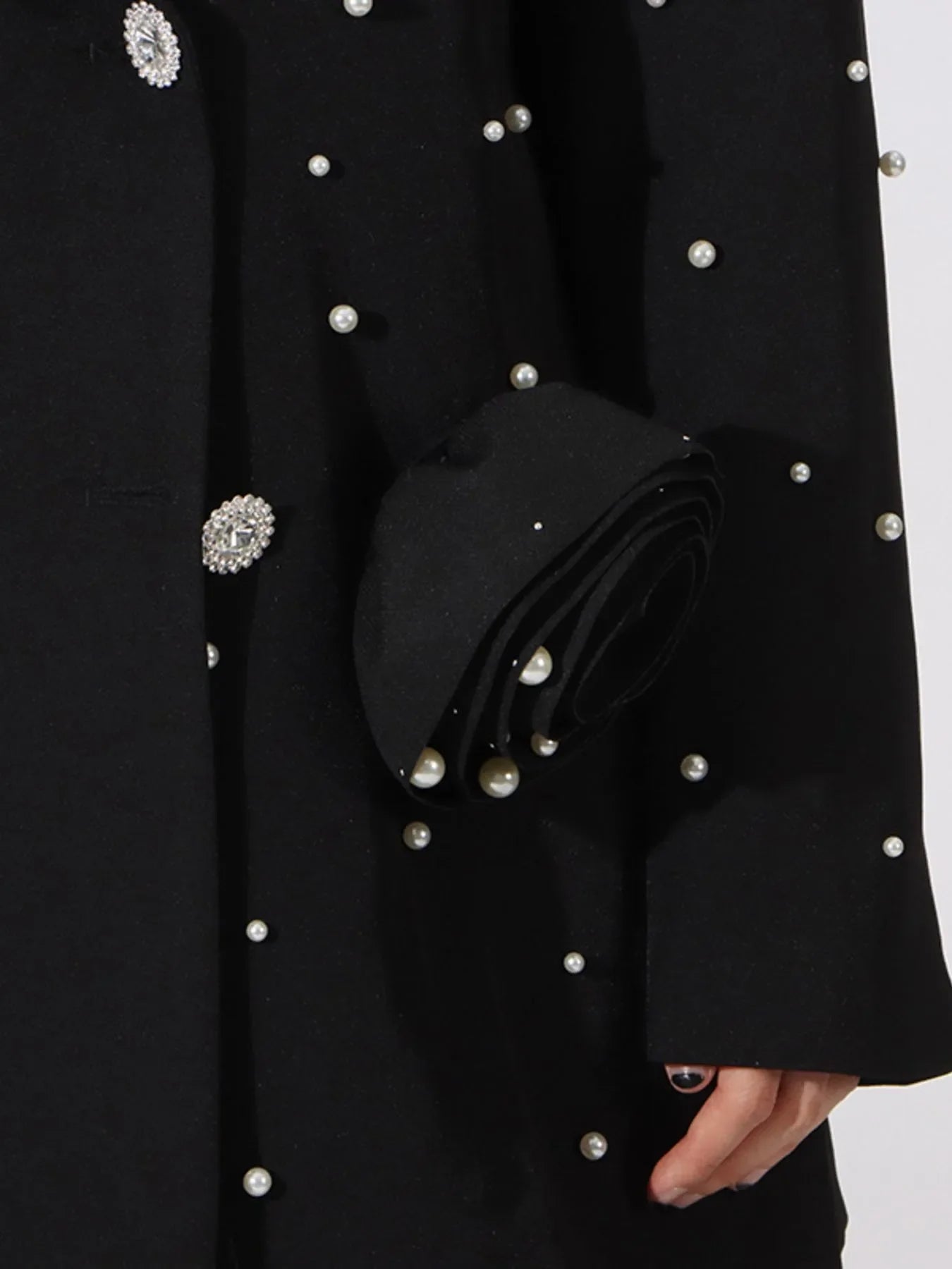 Pearl Embellished Double-Breasted Blazer
