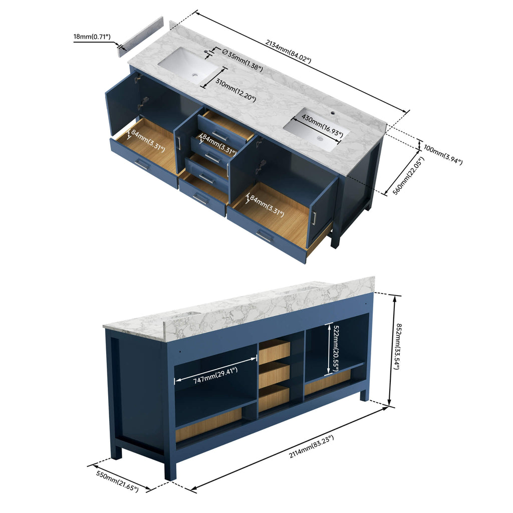 Nuvia 83-Inch Blue Modern Double Sink Freestanding Bathroom Vanity (SAK13972) – SAKSBY WHOLESALE, view 6