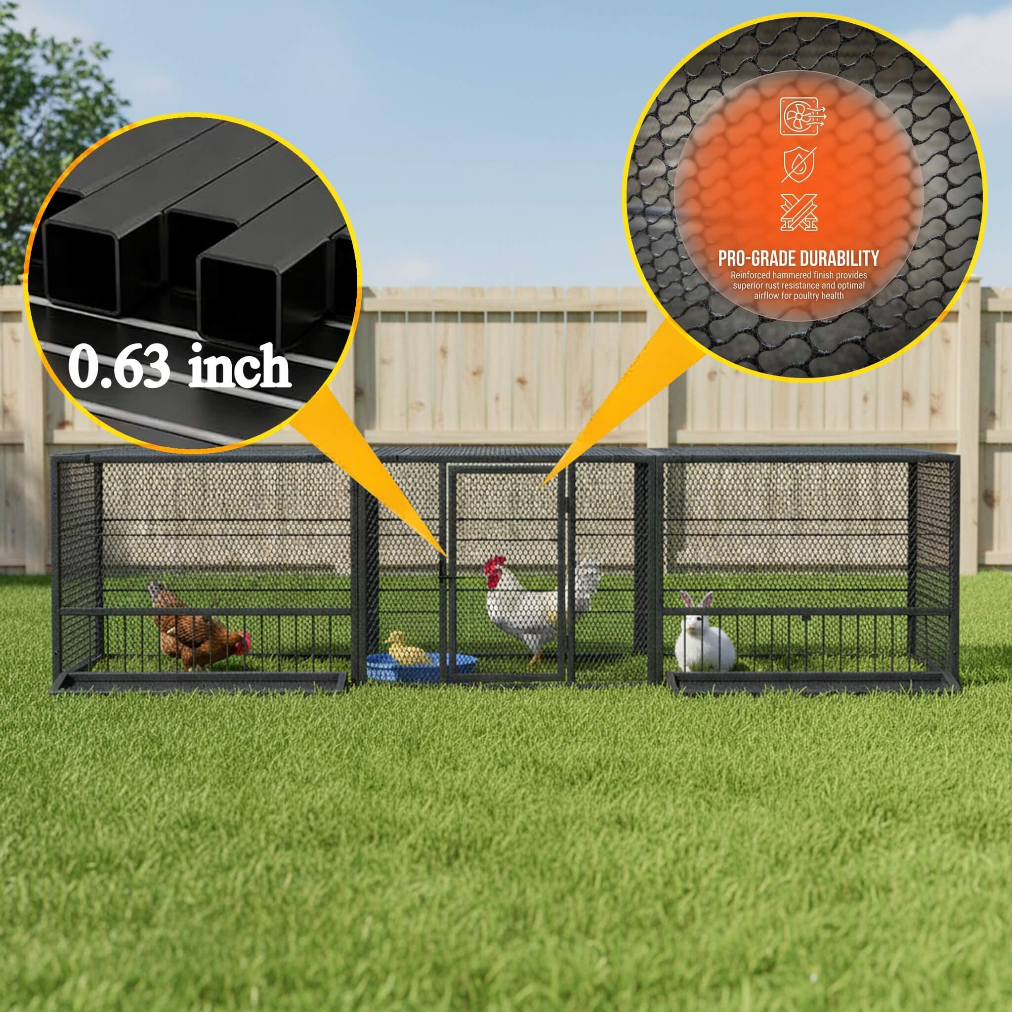 83-Inch Heavy-Duty Outdoor Metal Chicken Coop (SAK24679) – SAKSBY WHOLESALE, view 9