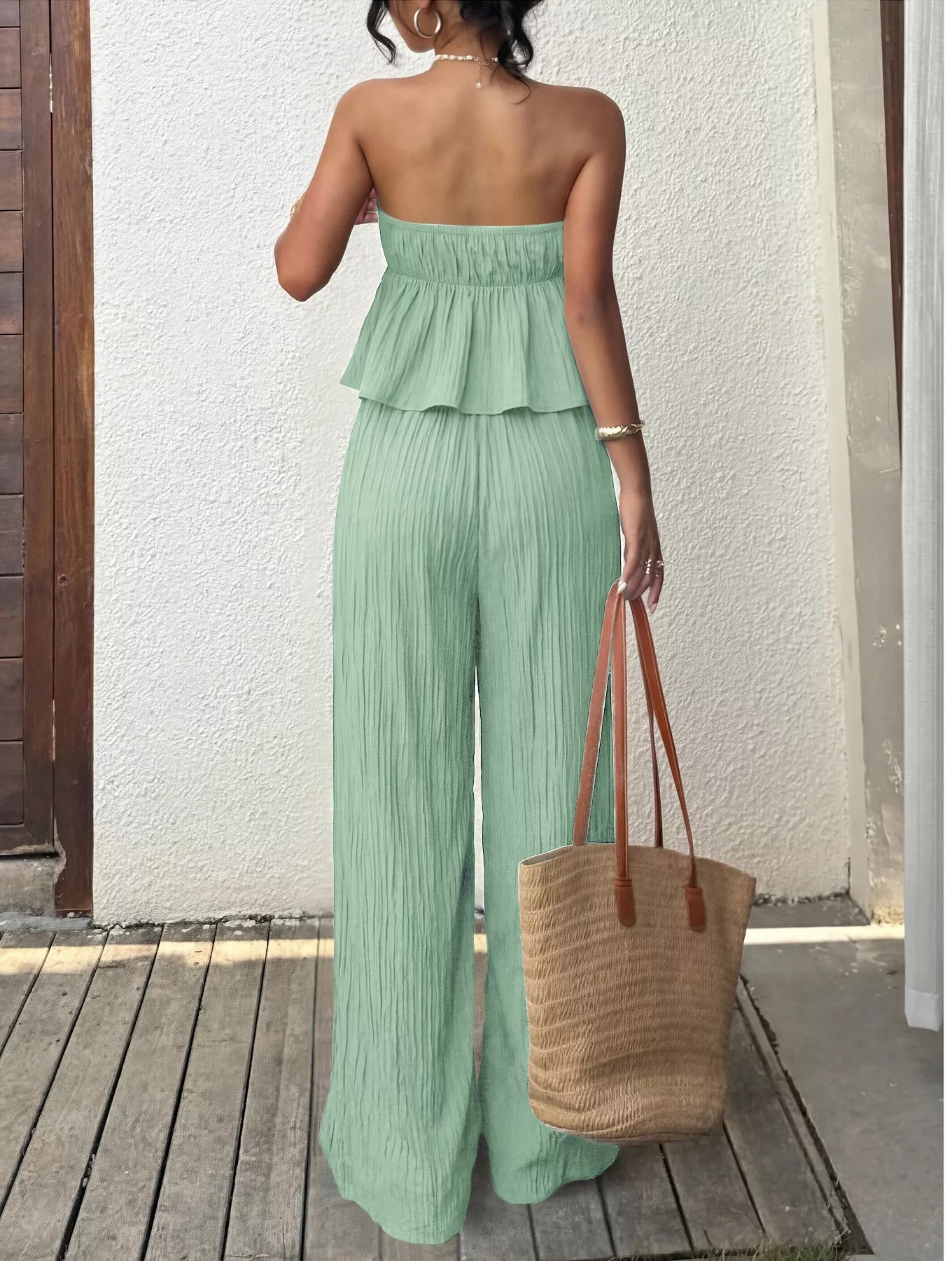 Tube Top and Wide-Leg Pants Set