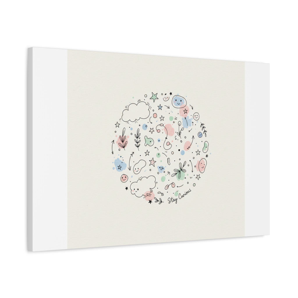 Doodle Circle Line Drawing Matte Canvas, Hand-Drawn Sketch Art