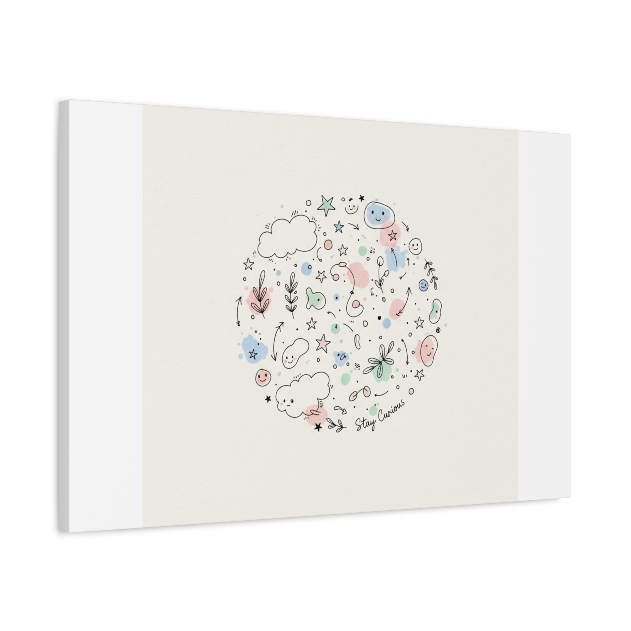 Doodle Circle Line Drawing Matte Canvas, Hand-Drawn Sketch Art