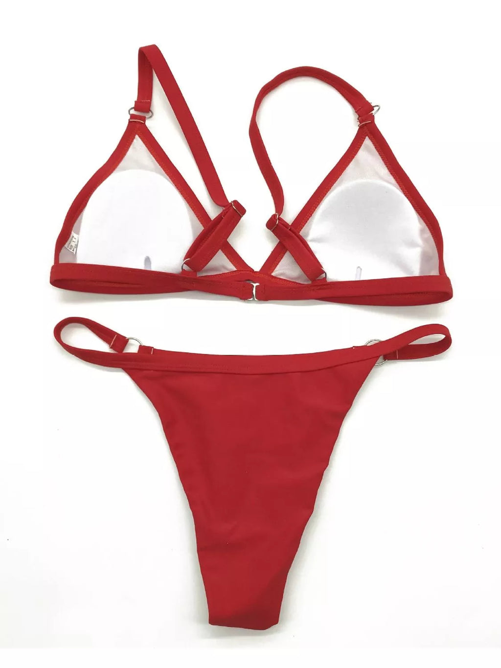 Solid Color Ring Detail Bikini Set