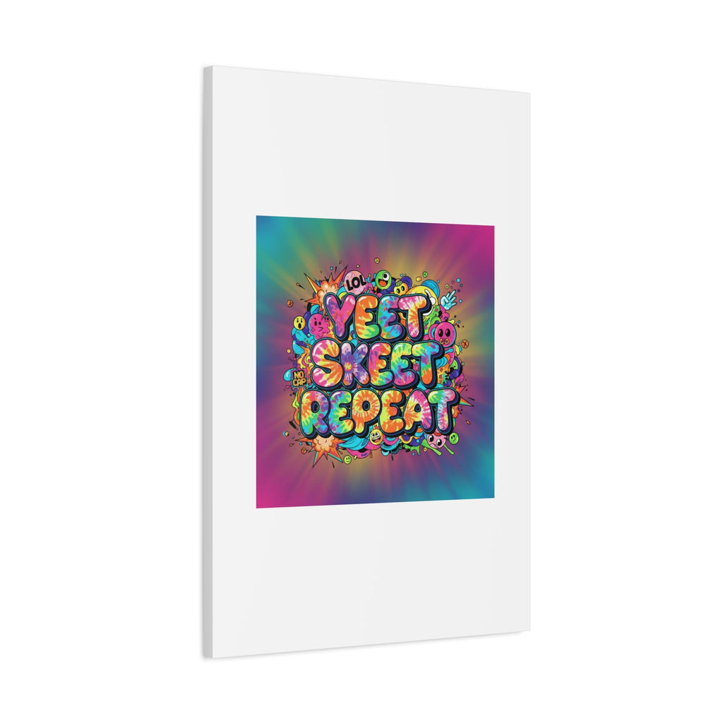 Yeet Skeet Repeat Canvas | Slogan & Glitch Graphic, Meme Phrase Wall Art