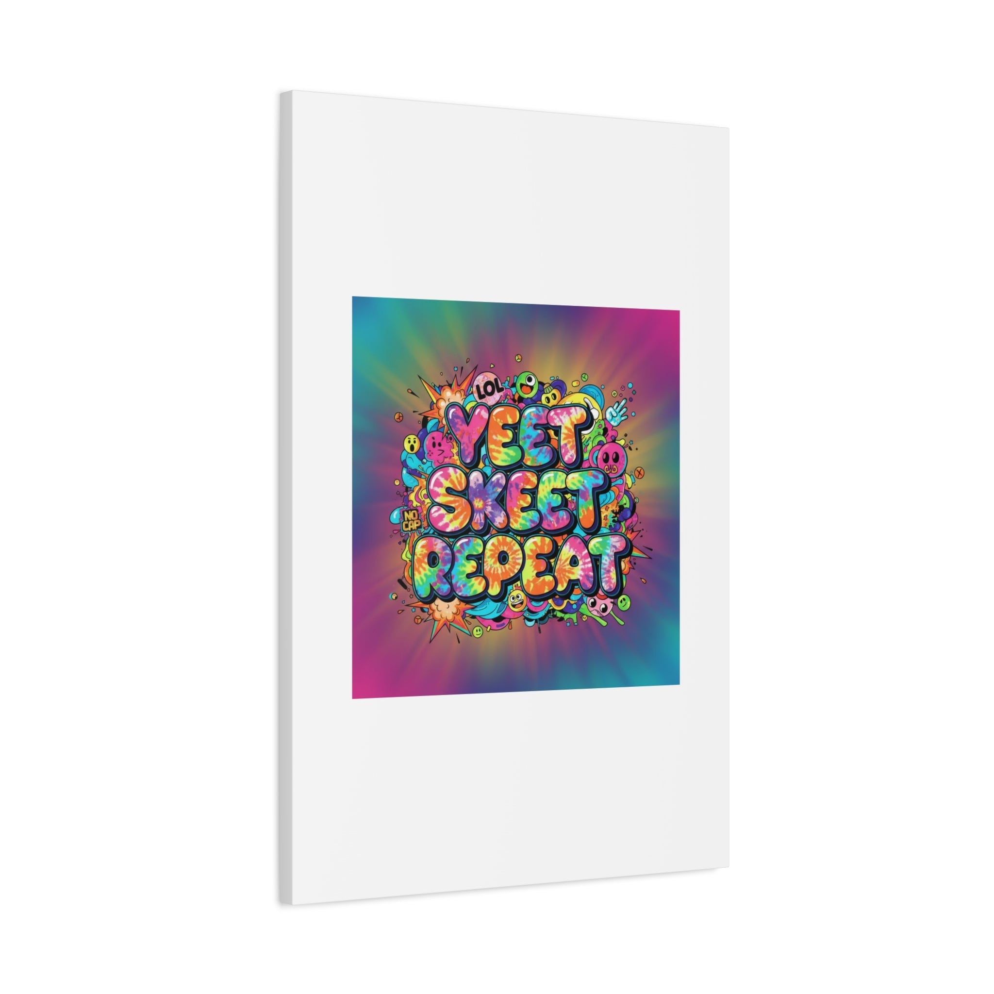 Yeet Skeet Repeat Canvas | Slogan & Glitch Graphic, Meme Phrase Wall Art