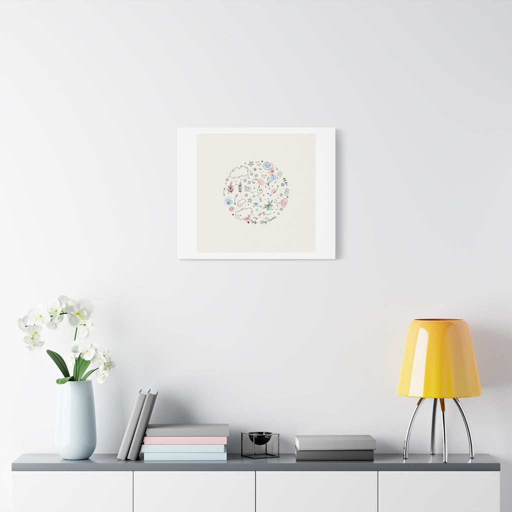 Doodle Circle Line Drawing Matte Canvas, Hand-Drawn Sketch Art