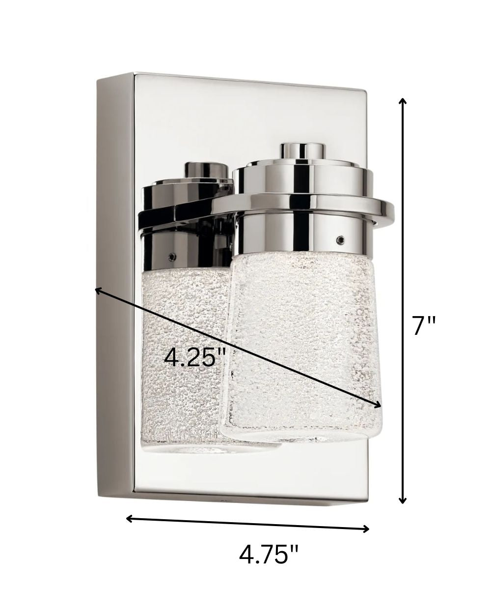 Vada 5"W 1-Light LED Vanity Bath Light Sconce Polished Nickel, Bubble Glass Shade by Kichler – LampsUSA, view 3