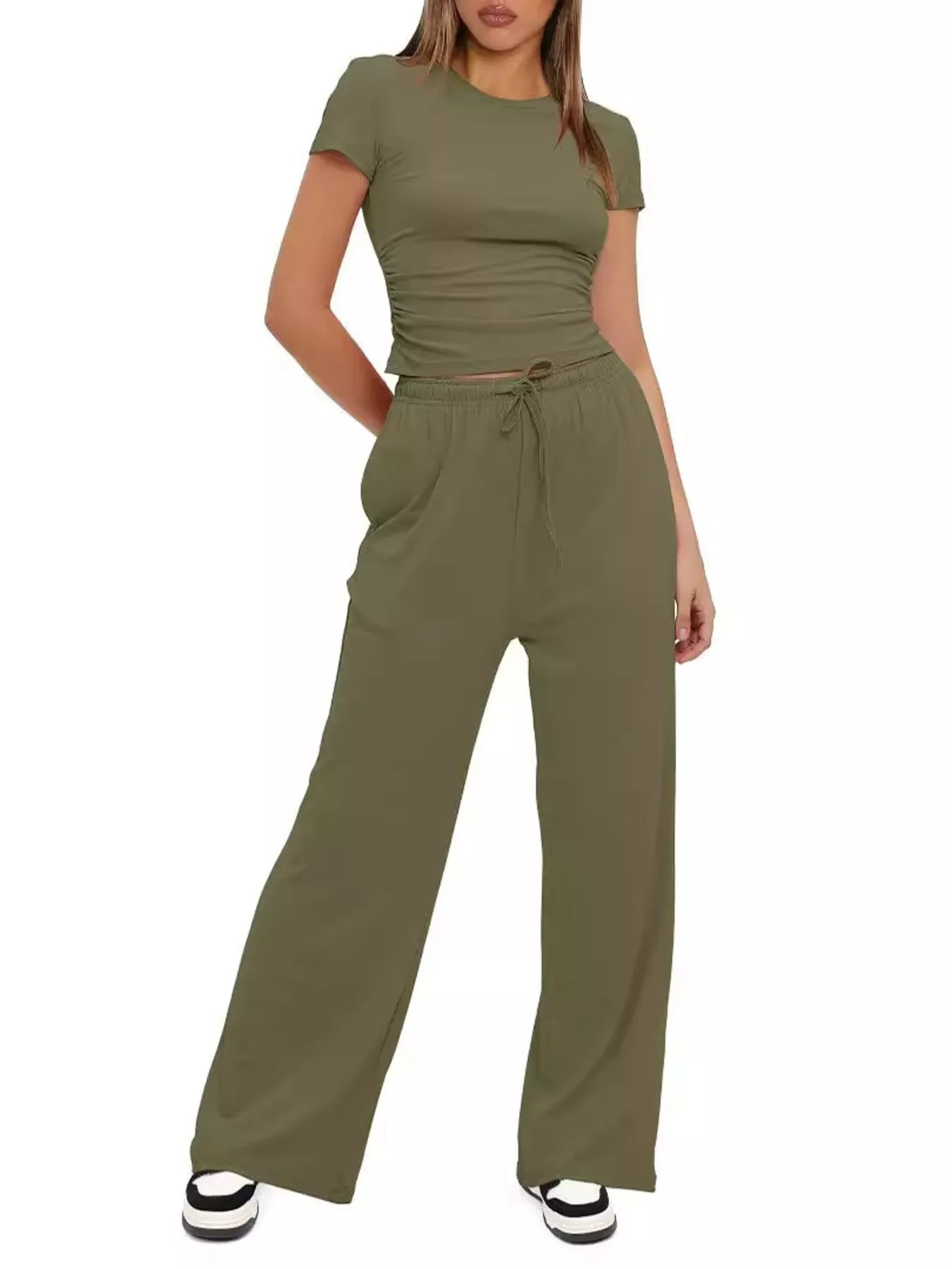 Short Sleeve Top and Drawstring Pants Set