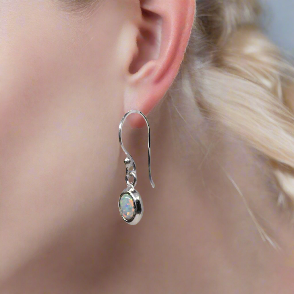 Just Neat Stuff White Opal Earrings — in-use photo
