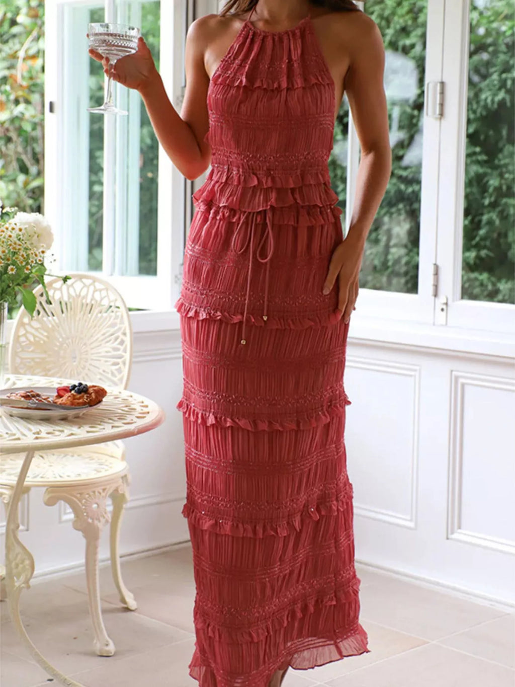 Sleeveless Top and Maxi Skirt Set