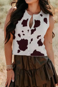 Cow Print Button-Down Sweater Vest