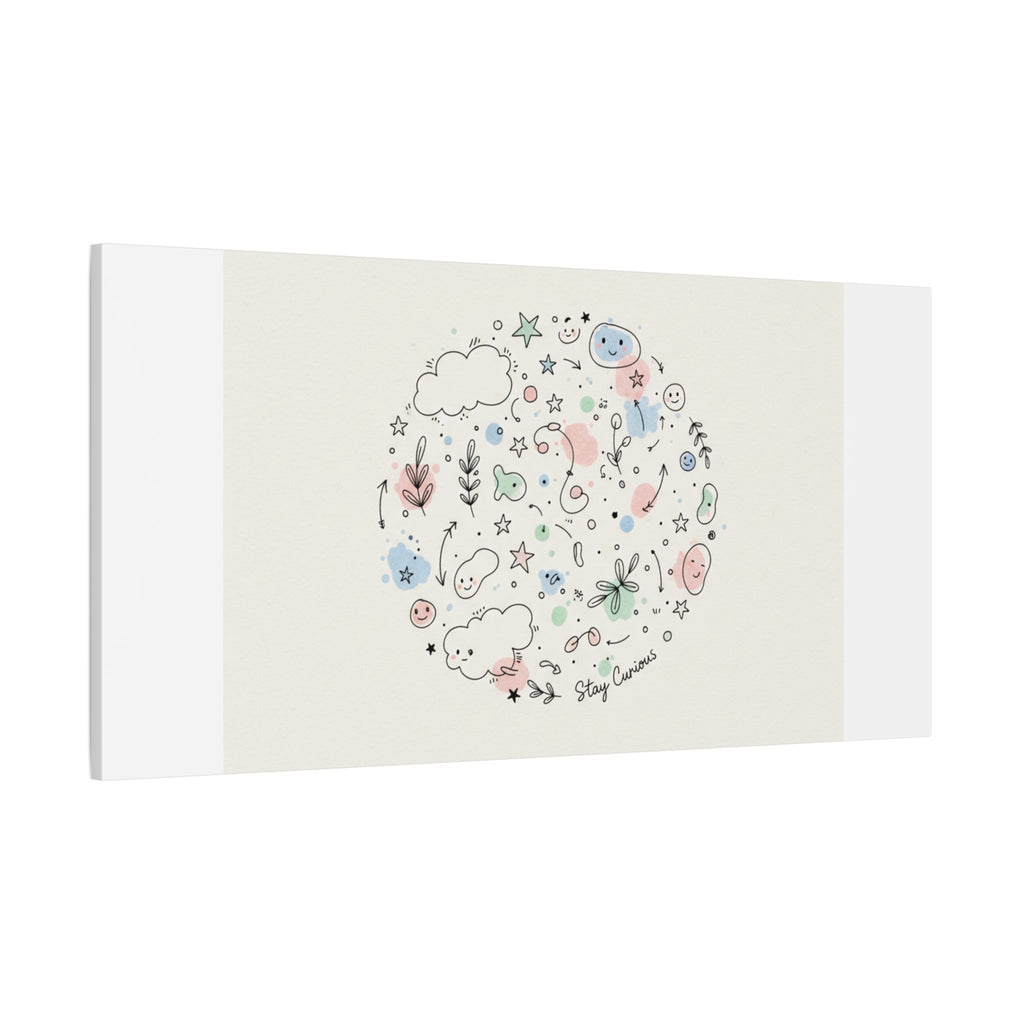 Doodle Circle Line Drawing Matte Canvas, Hand-Drawn Sketch Art