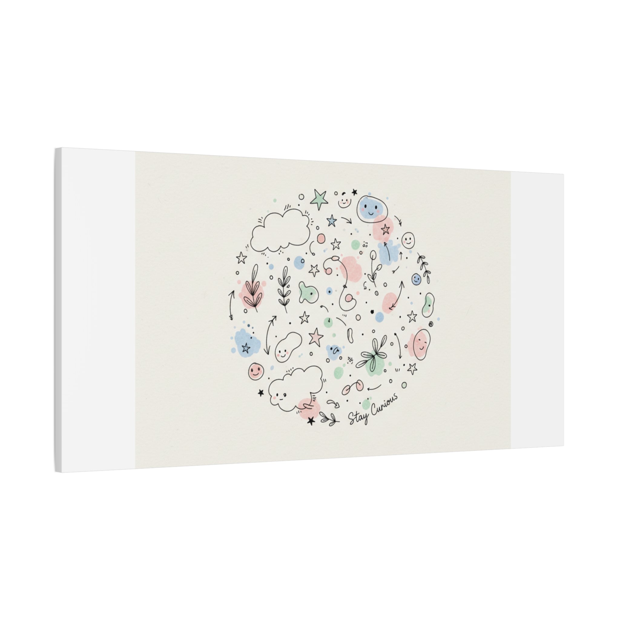 Doodle Circle Line Drawing Matte Canvas, Hand-Drawn Sketch Art