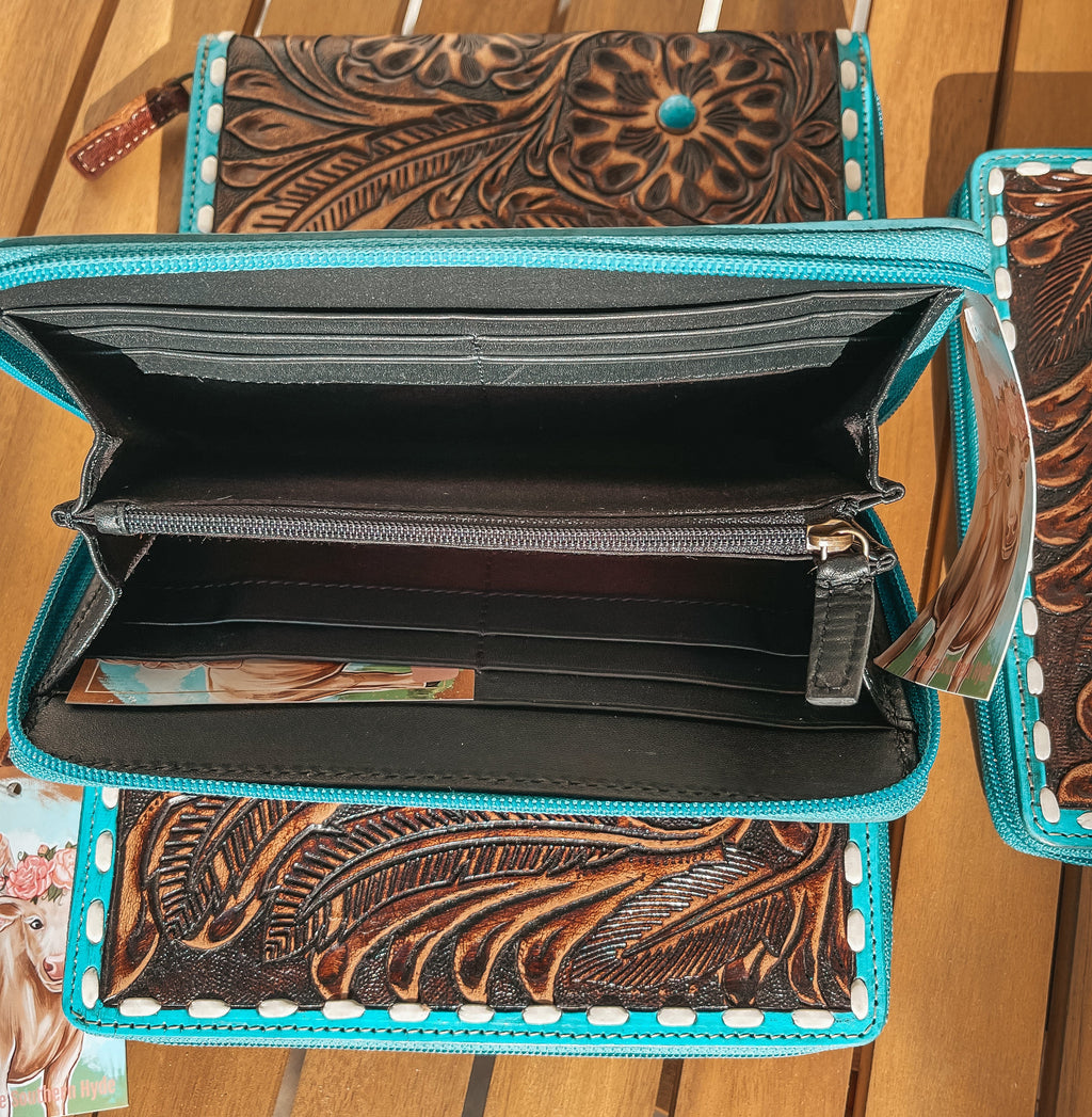 Haute Southern Hyde Presley Wallet — Haute Southern Hyde branding close-up