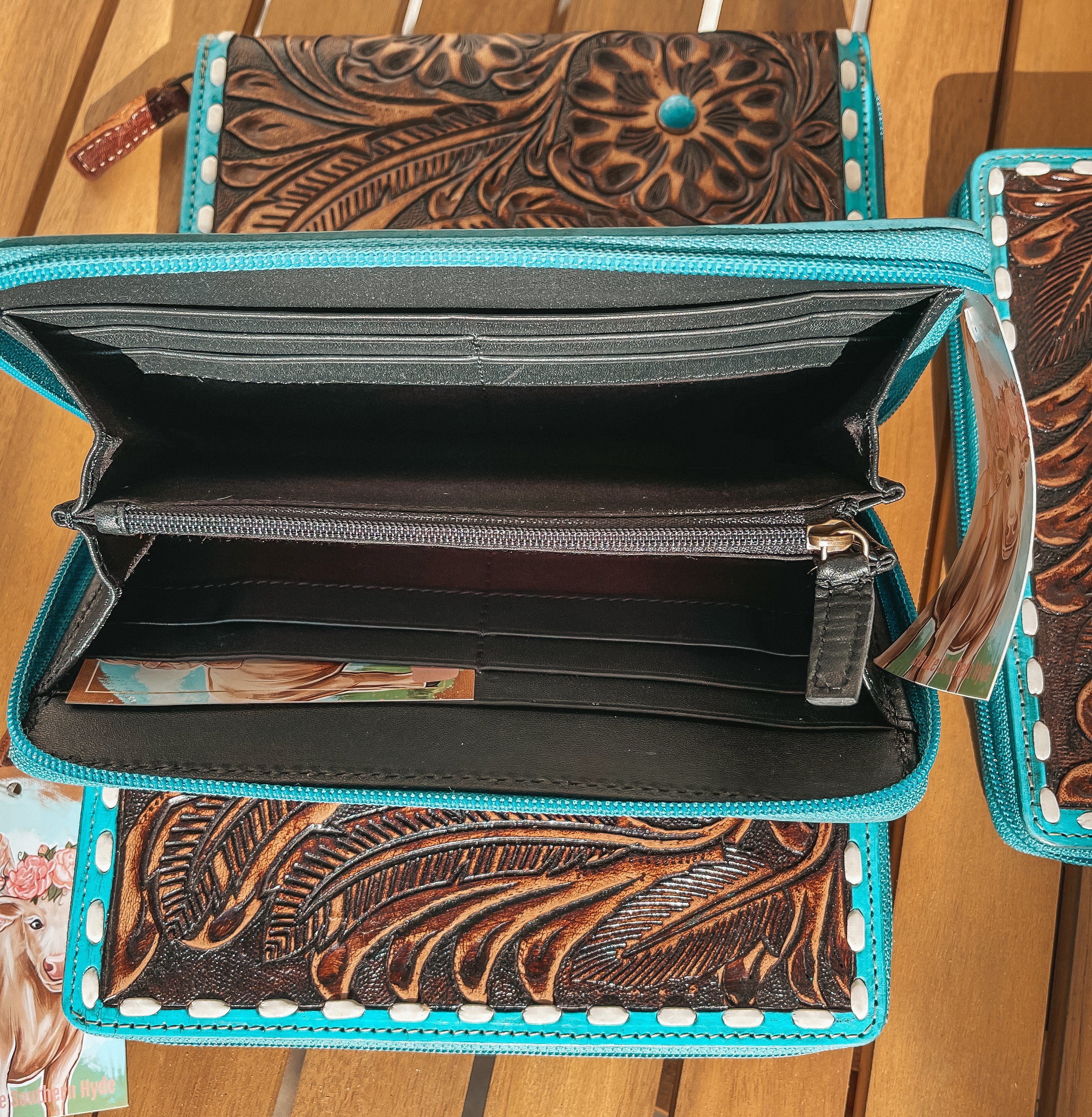 Haute Southern Hyde Presley Wallet — Haute Southern Hyde branding close-up