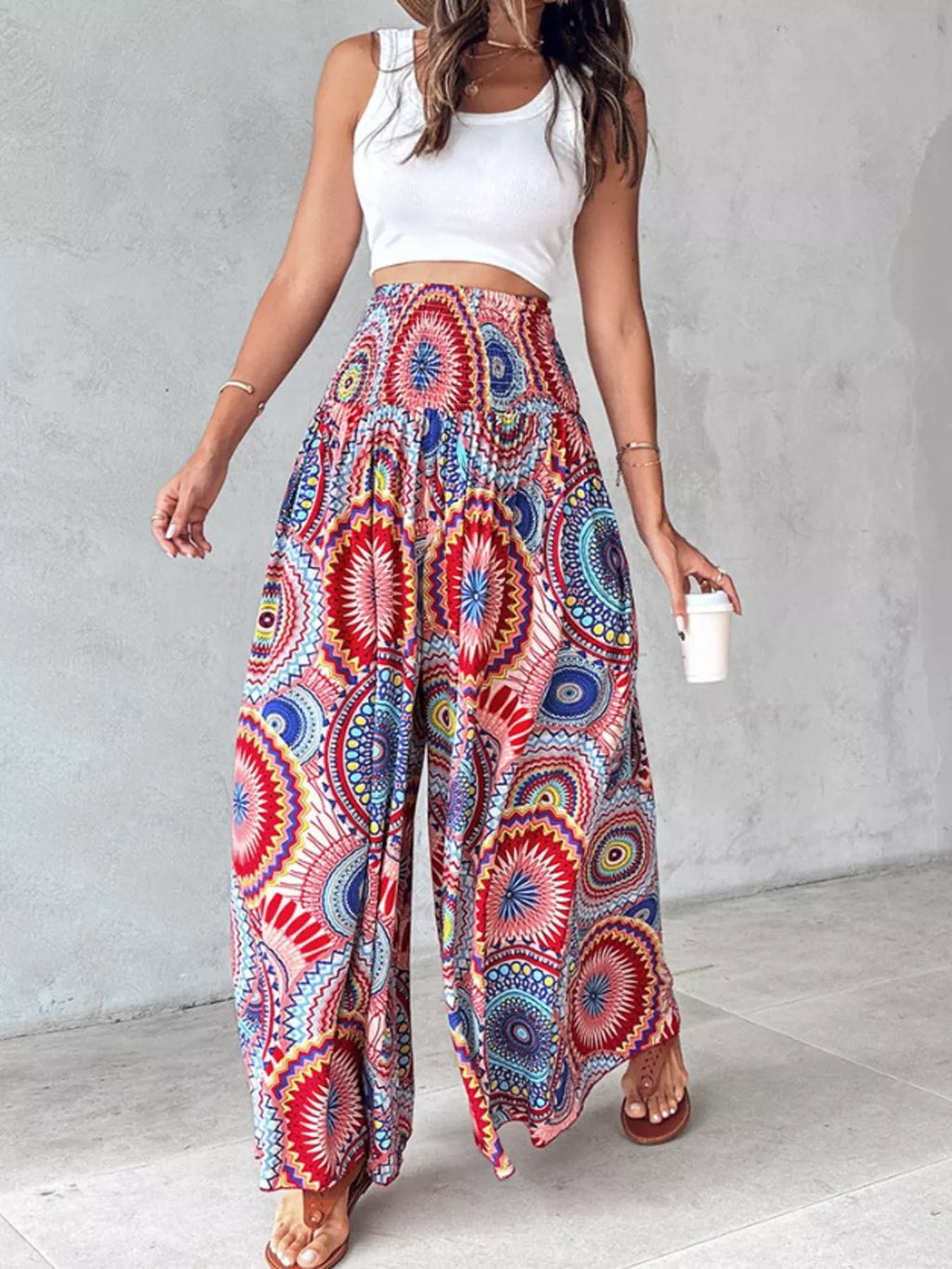 Printed Wide-Leg Pants