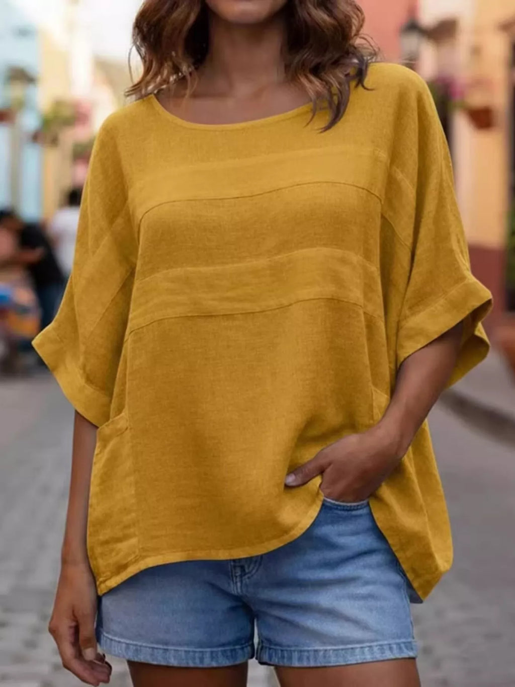 Full Size Casual Loose Round Neck Blouse Plus Size