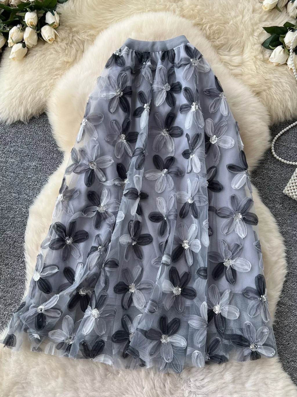 Floral Mesh Skirt